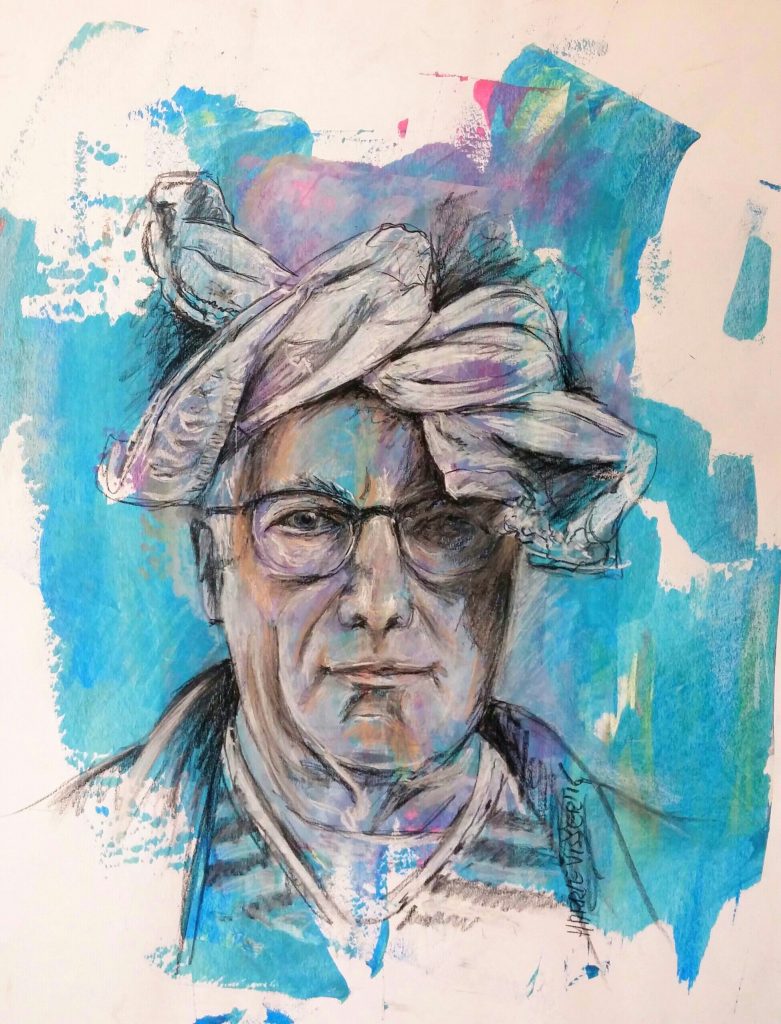 Expressief zelfportret van Harrie Visser in kleur